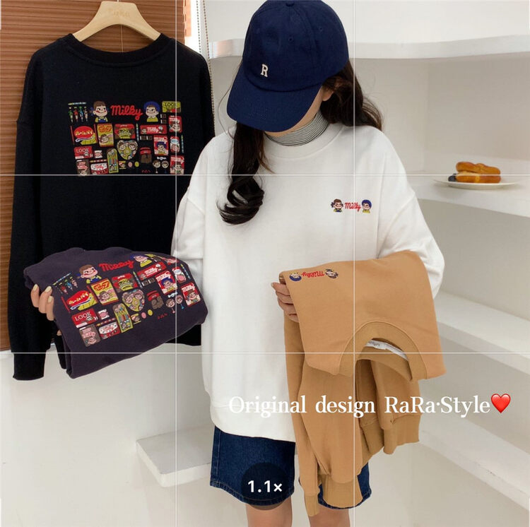 【RARA】Cartoon Print Lazy Casual Sweater 79355# LSL