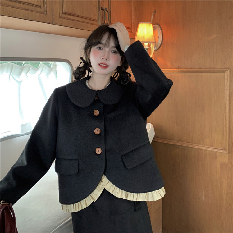[Timely rain] Korean style ins retro age-reducing niche short jacket 23556# WPL