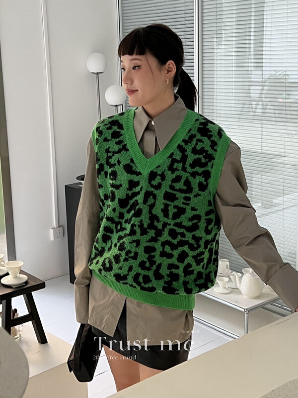 【TRUSTME】Mohair Leopard Vest 40247