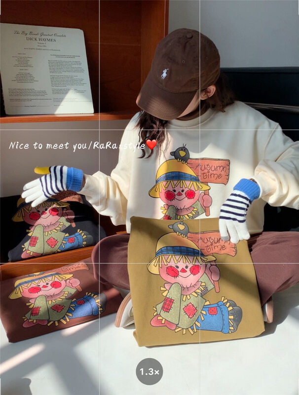 【HIIOIO】Cartoon Print Lazy Casual Sweater 87191# LSL