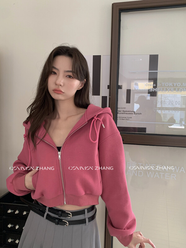 【CZ ZHANG】Casual Short Hooded Sweater Short Jacket 82272# JHY