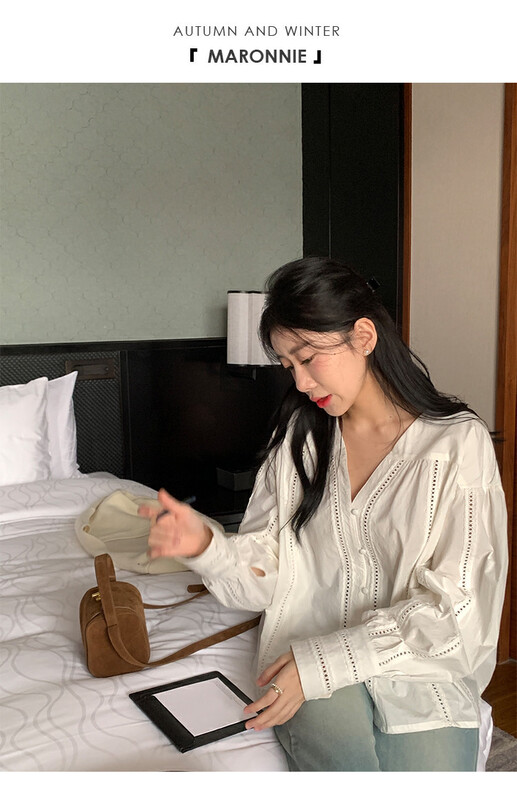 【TRUSTME】Cotton Linen Hollow Shirt 023-40066