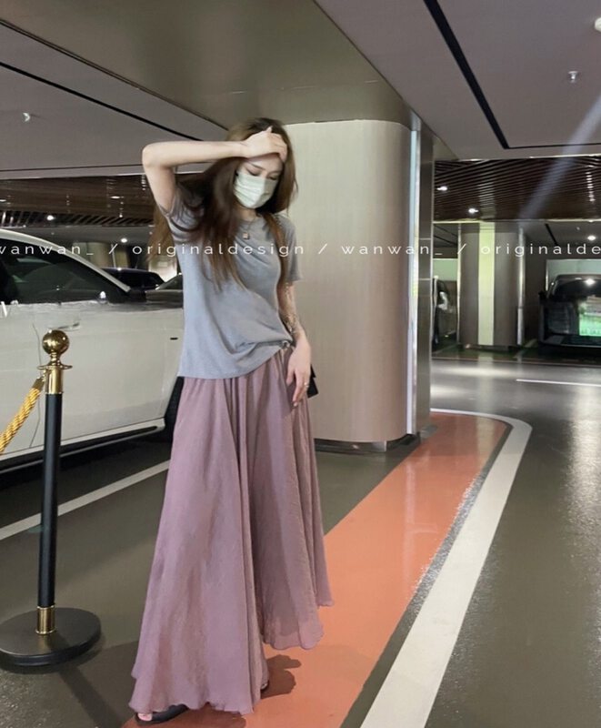 New in autumn! [WANWAN] Korean solid color all-match loose skirt 6921# HBX