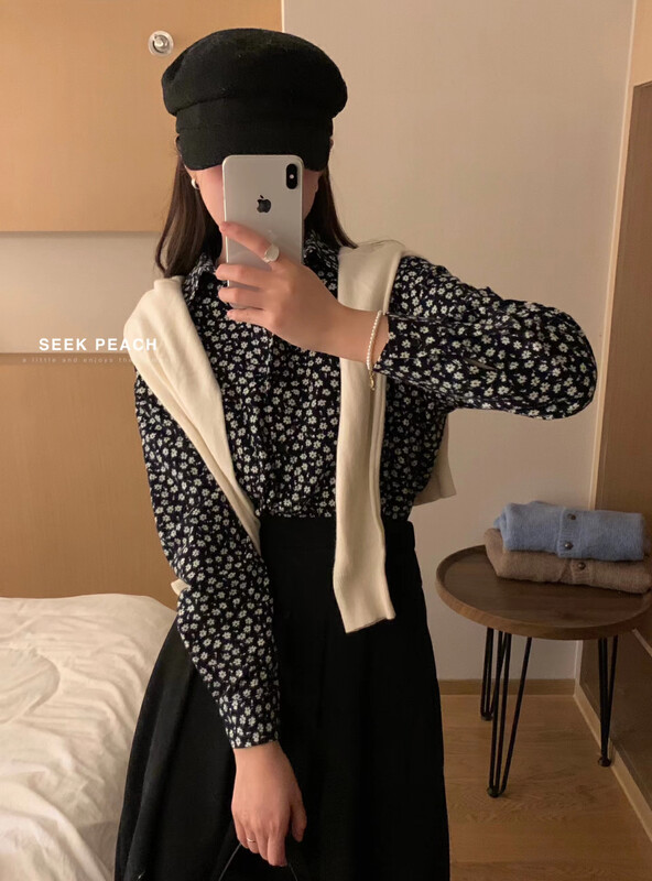[SEEK PEACH] Floral thin pullover comfortable small shirt (only small shirts) YS1-5890# L