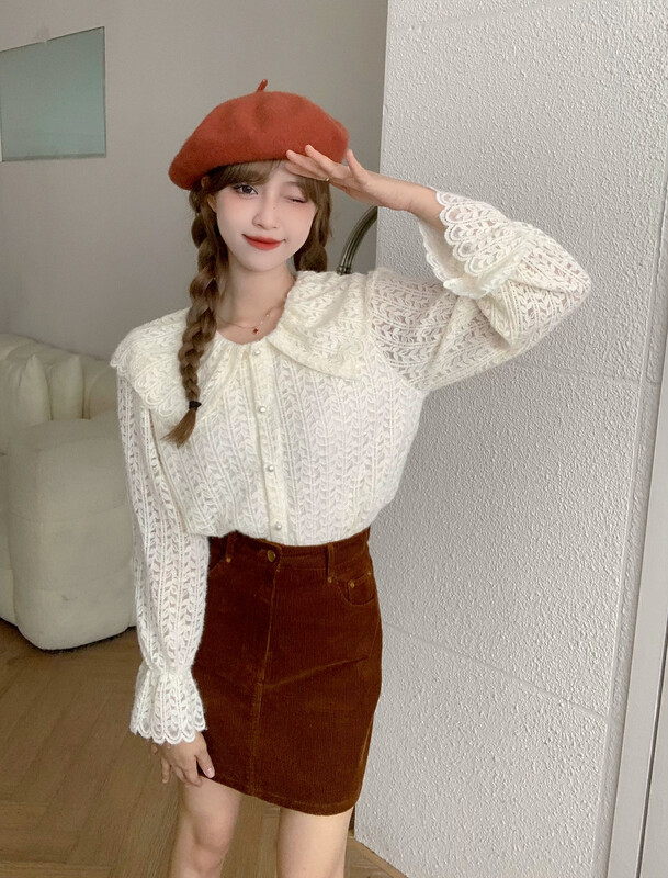 Autumn is new! [Timely rain] Hanfeng ins retro sweet design doll collar shirt (only selling shirts) 15260# WPL