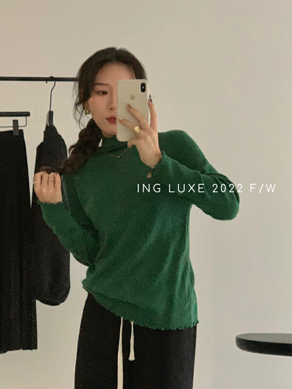 [ING] High-neck solid color all-match bottoming shirt w3817