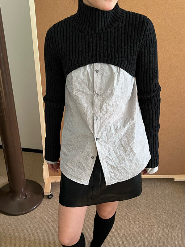[TRUSTME] Big-name simple turtleneck sweater sweater short version 40202
