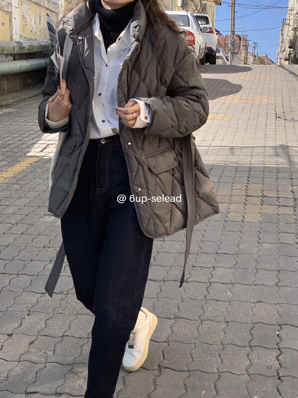 【6-UP】Korean version of the waist lingering warm down jacket (with belt) (including 90% white duck down) 69181# CQW