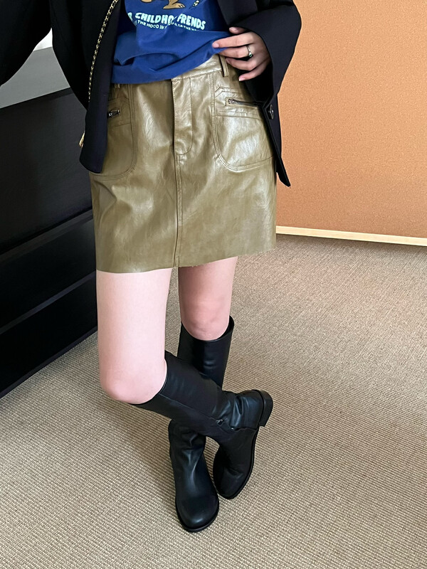 【TRUSTME】Fashion trend leather skirt 40244