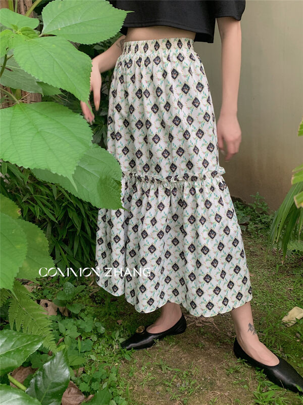 【CZ ZHANG】Nice Retro Print Midi Skirt 82039# JHY