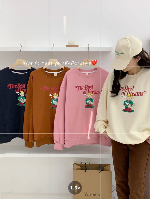 [RARA] Letter Print Cartoon Fashion Casual Sweater 5665# LSL