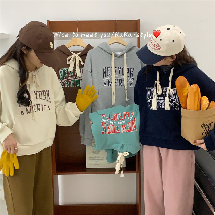 [RARA] Letter Hooded Print Casual Sweater 5561# LSL