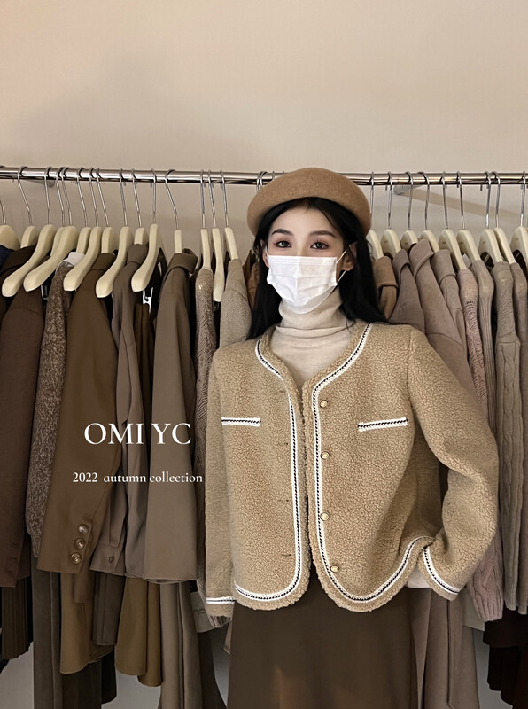 【O MI】Small Fragrance Breasted Colorblock Short Jacket 33711# FHX
