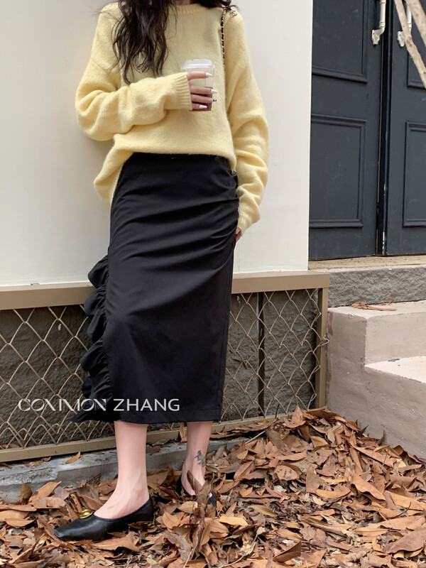 【CZ ZHANG】Commuter Design Ruffle High Waist Hips Skirt 82110-1