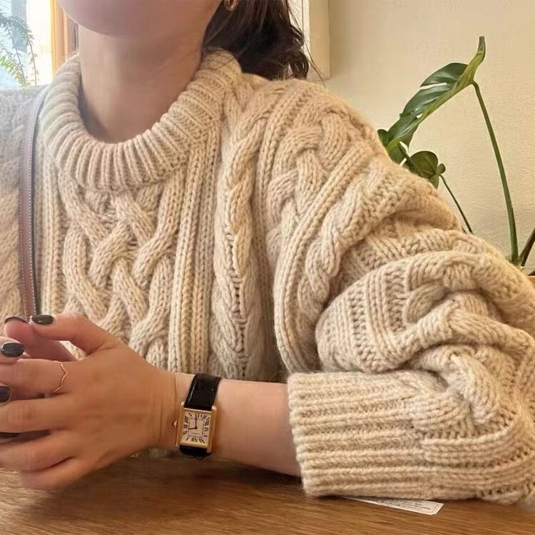 New in autumn! [WANWAN] Korean loose round neck solid color warm sweater 3718# HBX