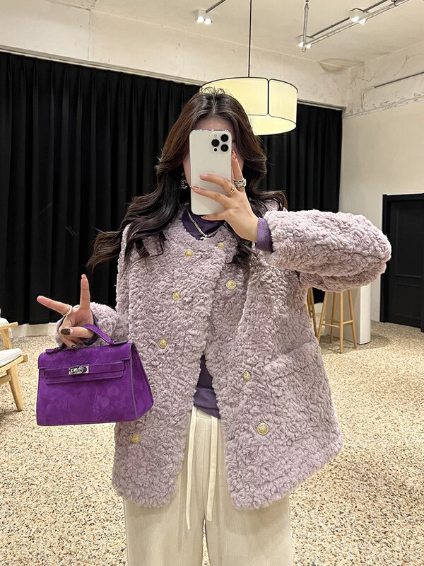 【KIKI STUDIO】Korean style comfortable double-breasted short coat 7055# HJY