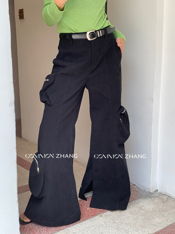【CZ ZHANG】Tooling style multi-pocket high waist loose denim casual pants 82320# JHY