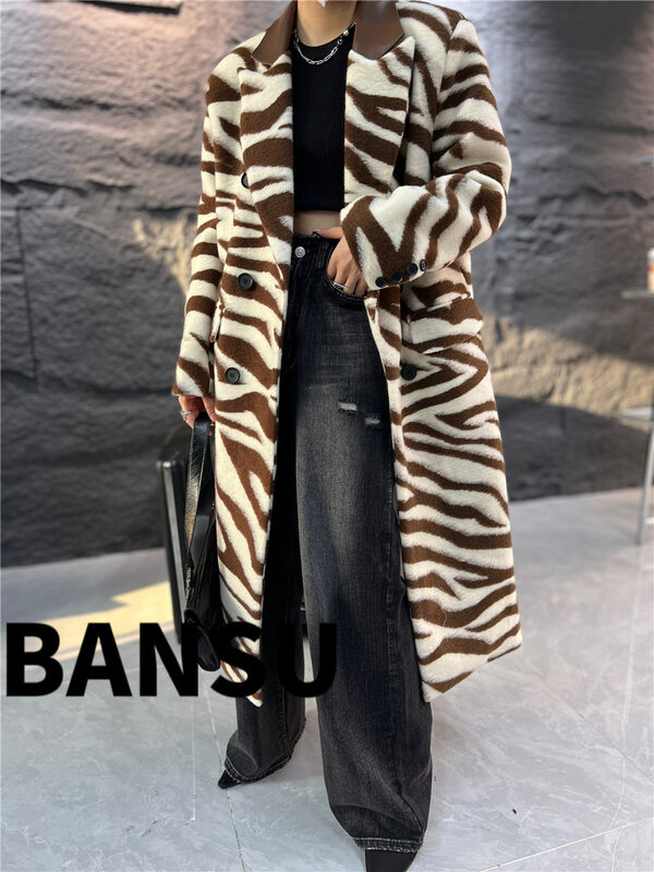 [Semi-plain] Zebra pattern long loose coat (without inner wear) A877# ZJY