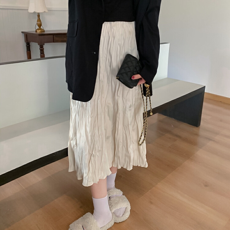 [Timely rain] Korean style ins retro design high waist slim skirt 01129# WPL