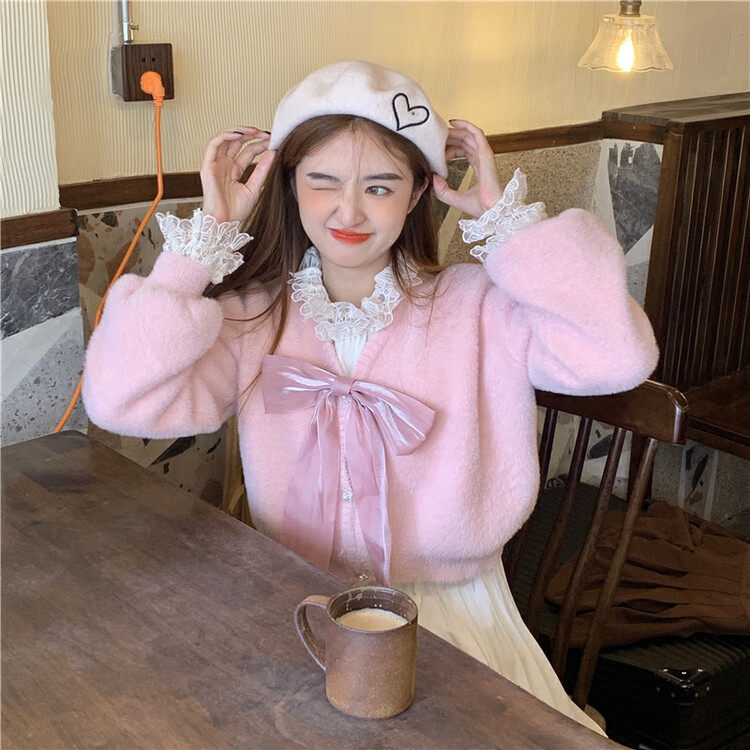 New in winter! [Timely rain] Korean style ins sweet temperament imitation mink fleece warm sweater (only sells sweaters) 17015# WPL