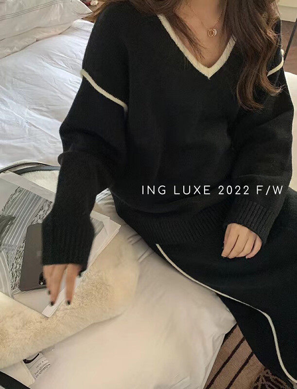 [ING] Autumn and winter casual fashion Western style sweater two-piece suit w3837# FHX