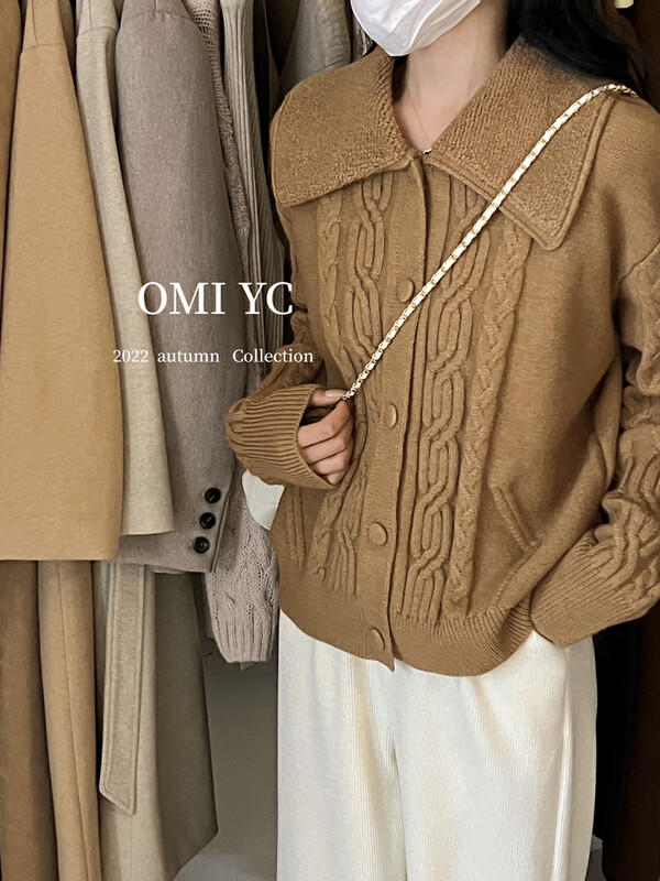 【O MI】Simple Solid Color Single Breasted Warm Sweater 3358# FHX