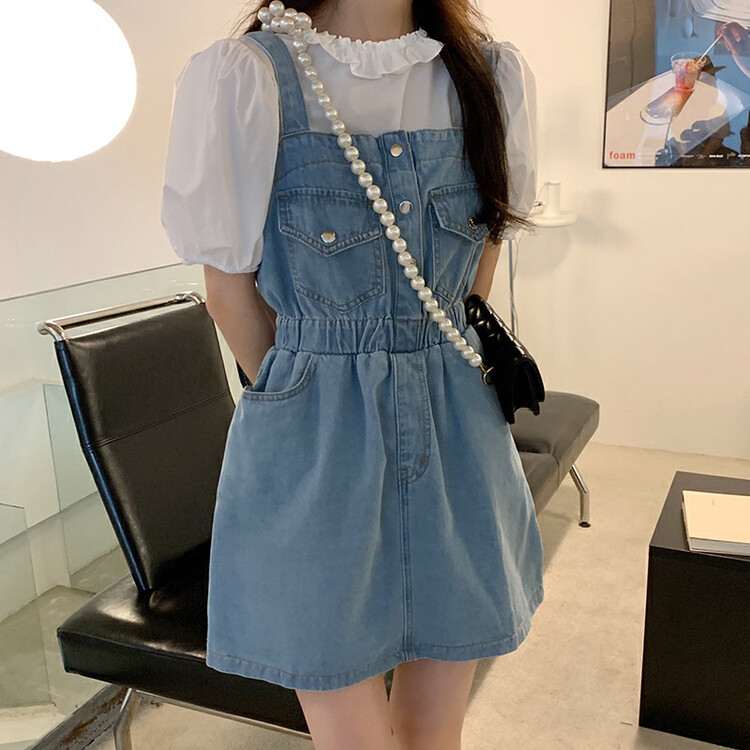 New in early spring! [Timely rain] Retro age-reducing washed denim overalls B8737# JHY