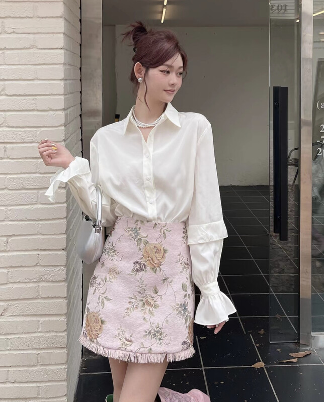 [BENYAN] lavame temperament elegant ruffled shirt shirt shirt 6511