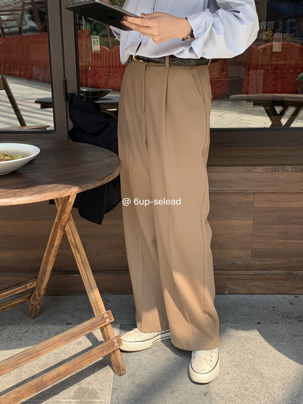 【6-UP】Korean style straight wide leg nylon trousers 69293# CQW