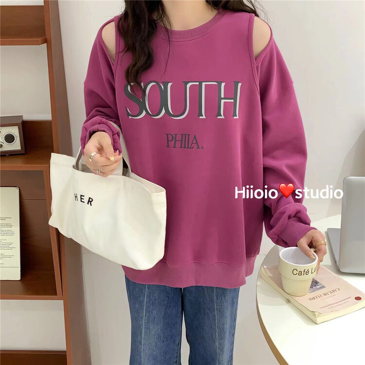 New in autumn! [RARA] Korean round neck letter printed hollow sweater 63065# LSL