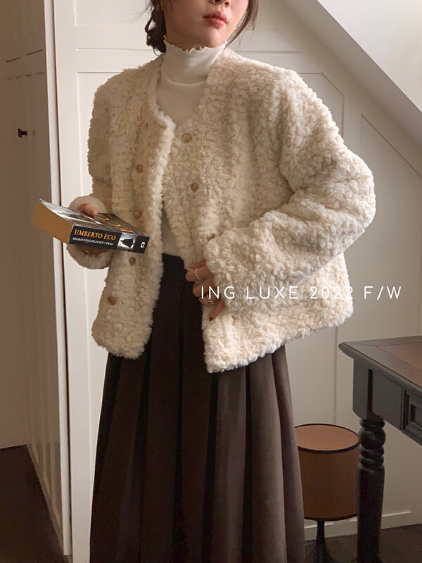 [ING] Xiaoxiang style high-quality lamb wool short coat 6730