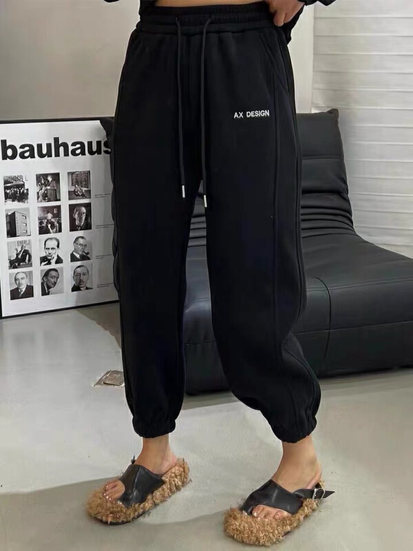 【KIKI STUDIO】embroidered fleece thickened casual pants 7035# HJY