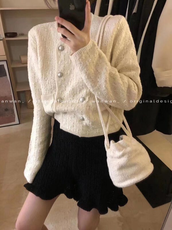 New in Autumn! [WANWAN] Korean Double Breasted Long Sleeve Short Jacket 0055# HBX