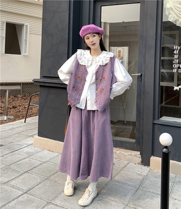 [Timely rain] Korean style ins retro design corduroy high waist slim casual skirt (sell only skirt) 70228# WPL