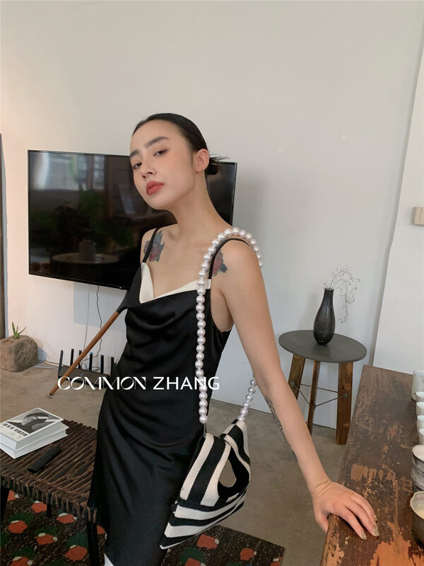 Original price 94.99! [CZ ZHANG] Colorblock suspender design sense ins dress 82059# JHY