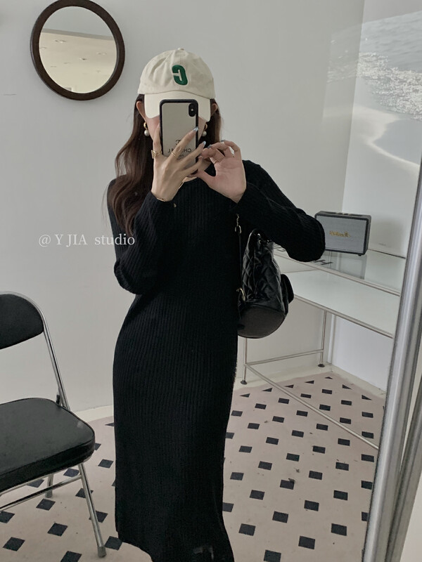 【Y.JIA Ijia】Korean version of simple and versatile round neck loose knitted dress YS1-650