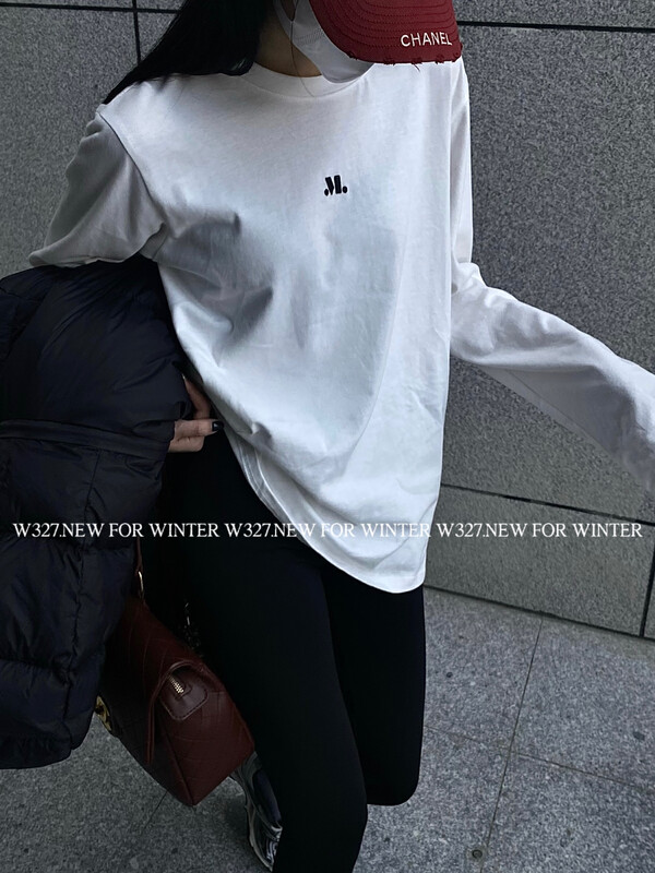 【W327.】Korean version three-dimensional embroidery letter M brushed long-sleeved T-shirt 57175# CQW
