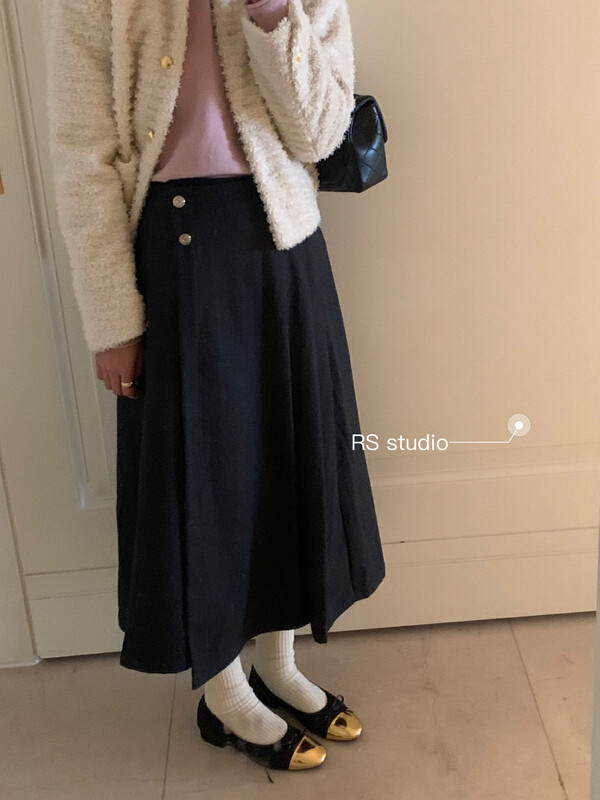 【RS】Two button high waist slim skirt KL6009# FHX