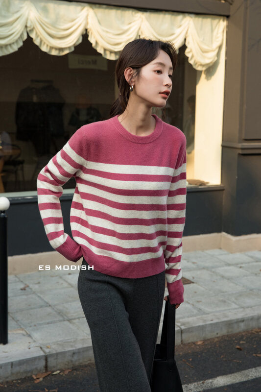 【ES MODISH】Lazy Style Retro Striped Fashion Warm Sweater BL1919# CQW