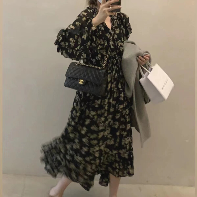 【ARE STUDIO】French tie floral waist dress 92230# OZQ