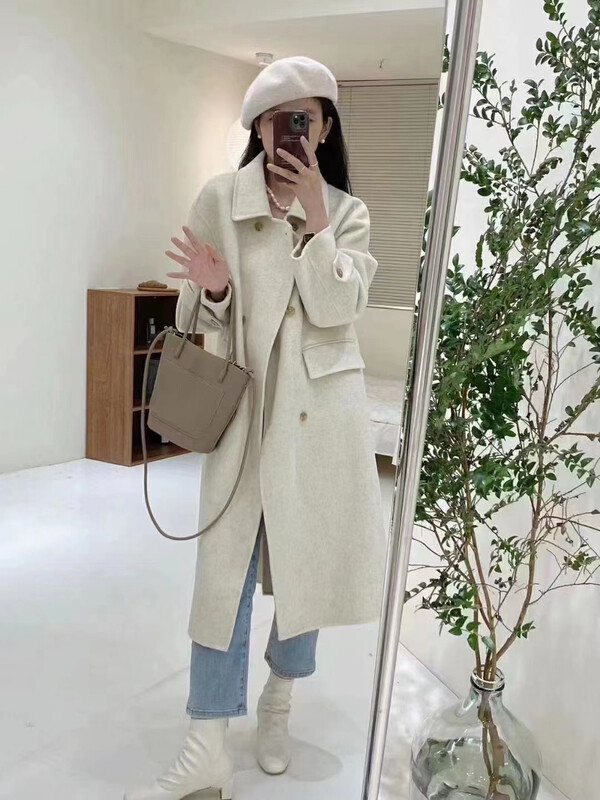 [Y.JIA Yijia] Temperament and versatile Korean long A version slim wool coat 55015