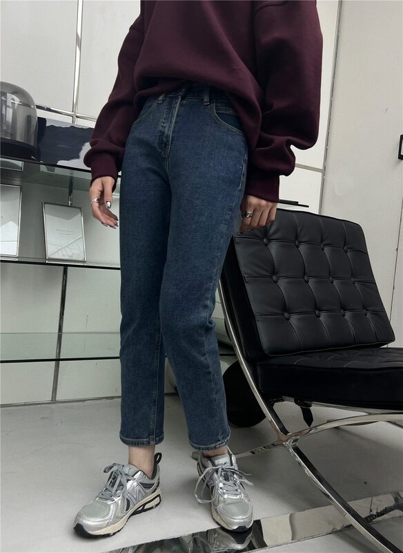 【T-PLATFORM】休閒直筒百搭加絨牛仔褲  8991#  CQW