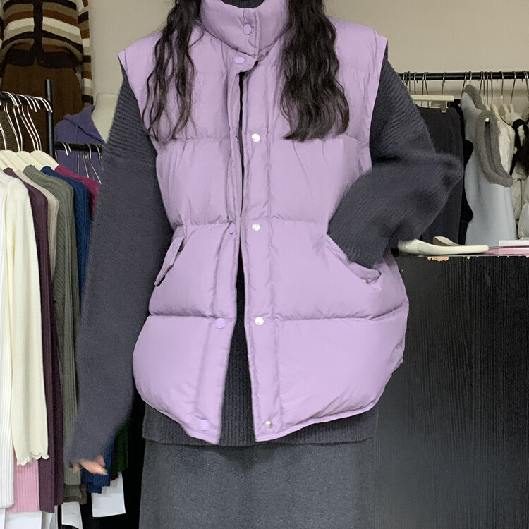 [U grain] Flap pocket design simple down jacket vest 1078# FHX