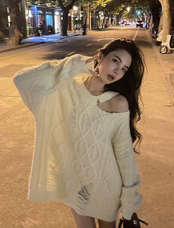 【SAVAGE】All-match solid color lazy style warm sweater S1233# WPL