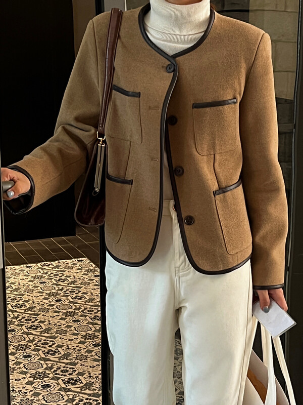 【EVER TRUE】Korean style loose and thin round neck long-sleeved wool coat (including 100% wool) 11258# CLS