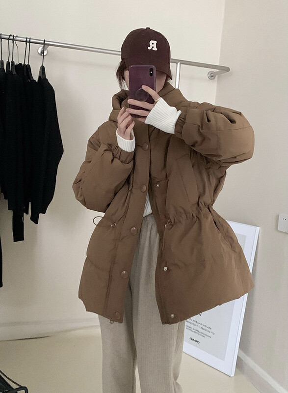 Live ④! [Y.JIA Ijia] Korean version of loose casual smocked hooded short down jacket 33008