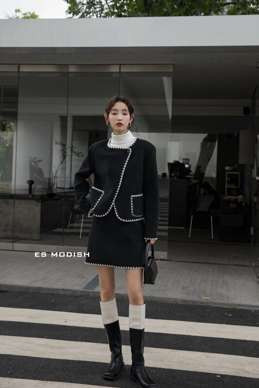 【ES MODISH】Small Scented Wool Jacket + Slim Short Skirt Set SET2020A# CQW