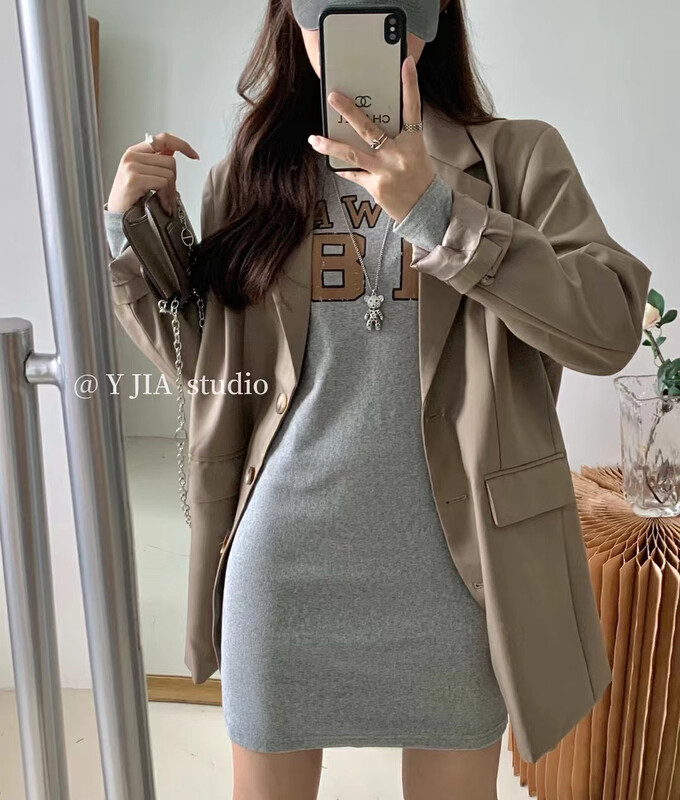 Original price 88.99! [Y.JIA Yijia] temperament casual all-match suit jacket slimming round neck dress suit two-piece YS3-6602