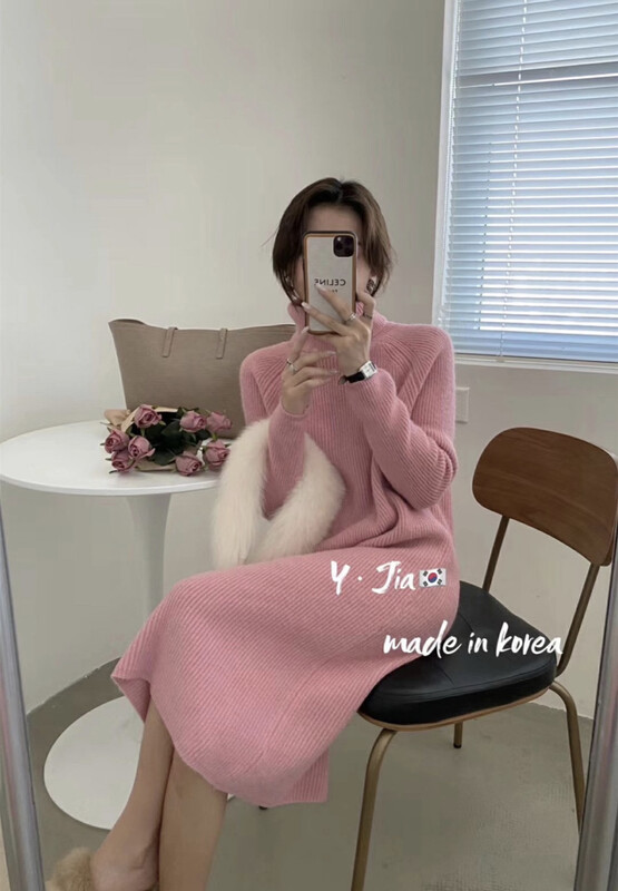 【Y.JIA】French elegant all-match turtleneck knitted sweater bottoming dress 811