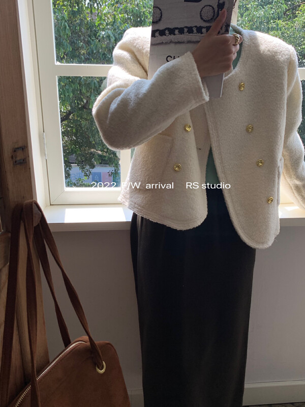 【RS】Tweed Double Breasted Down Warm Down Jacket KL8082# FHX